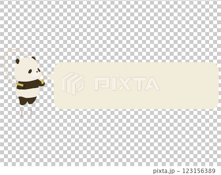Panda skipping rope. With speech bubble Panda skipping rope. With speech bubble 123156389