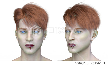 男性ヴァンパイアの顔クローズアップ 123156491