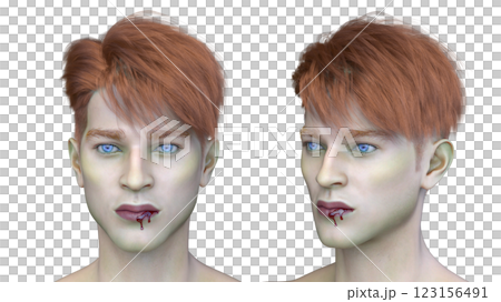 男性ヴァンパイアの顔クローズアップ 123156491