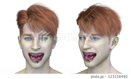 男性ヴァンパイアの顔クローズアップ 123156492