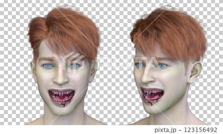 男性ヴァンパイアの顔クローズアップ 123156492