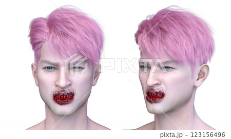 男性ヴァンパイアの顔クローズアップ 123156496