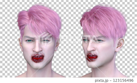 男性ヴァンパイアの顔クローズアップ 123156496