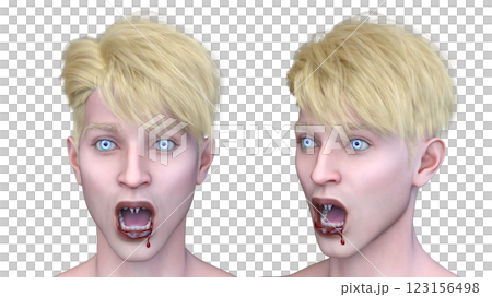 男性吸血鬼臉部特寫 123156498