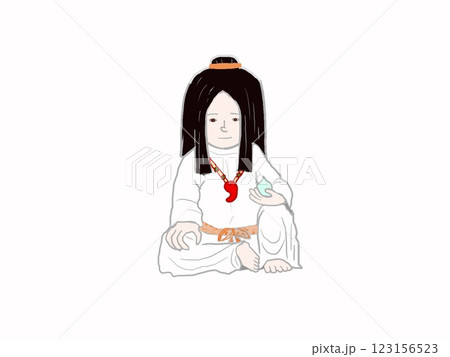 日本神話に出てくるウカノミタマが座つている姿 123156523