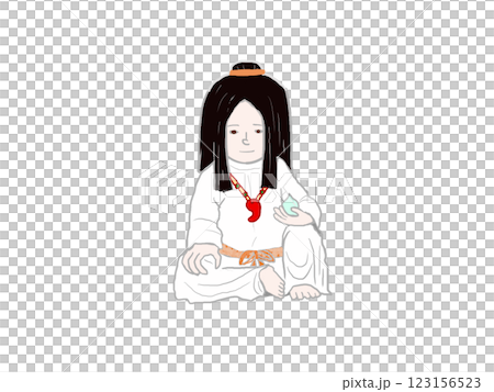 日本神話に出てくるウカノミタマが座つている姿 123156523