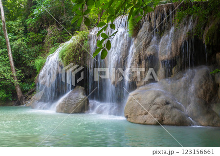Erawan Waterfall is widely considered to be one of the most beautiful in Kanchanaburi,Thailand located in Erawan National Park Erawan Waterfall is widely considered to be one of the most beautiful in Kanchanaburi,Thailand located in Erawan National Park 123156661