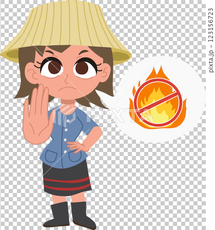 thai farmer woman cartoon promoting no burning pm 2.5 pollution awareness and environmental protection 123156723