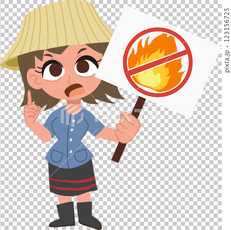 thai farmer woman cartoon promoting no burning pm 2.5 pollution awareness and environmental protection 123156725