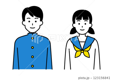 正面を向く男女の学生 セット 正面を向く男女の学生 セット 123156841