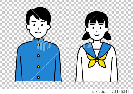 正面を向く男女の学生 セット 正面を向く男女の学生 セット 123156841