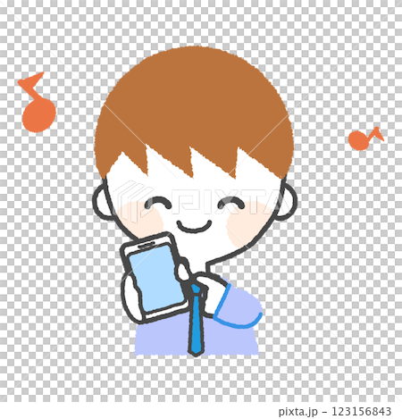 スマホ画面を見せる男性のイラスト スマホ画面を見せる男性のイラスト 123156843