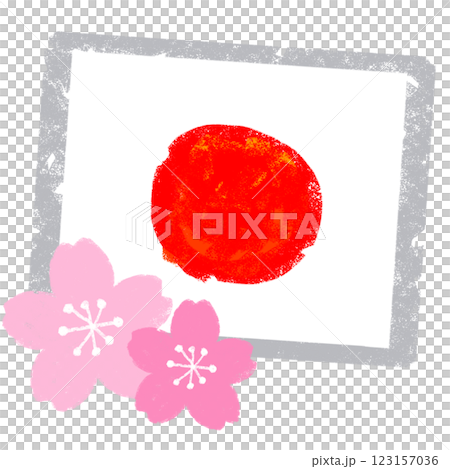 簡單的插圖，蠟筆觸感，日本的春天 123157036