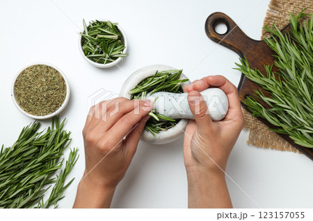 Rosemary, concept of seasoning and different spices 123157055