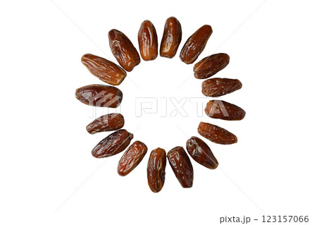 PNG, Ramadan. Dried dates arranged in a circle, isolated on white background. PNG, Ramadan. Dried dates arranged in a circle, isolated on white background. 123157066
