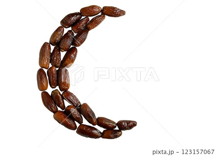 PNG, Ramadan. Dried dates arranged in the shape of a moon,isolated on a white background. PNG, Ramadan. Dried dates arranged in the shape of a moon,isolated on a white background. 123157067
