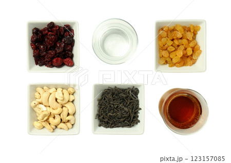 PNG, Ramadan. Set of traditional food during fasting period,isolated on white background. 123157085