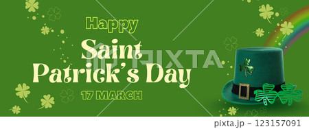 St. Patrick's, text on green background: "Happy Patrick's Day". 123157091