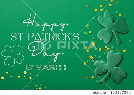 St. Patrick's Day inscription on a green background: "Happy Patrick's Day". St. Patrick's Day inscription on a green background: "Happy Patrick's Day". 123157099