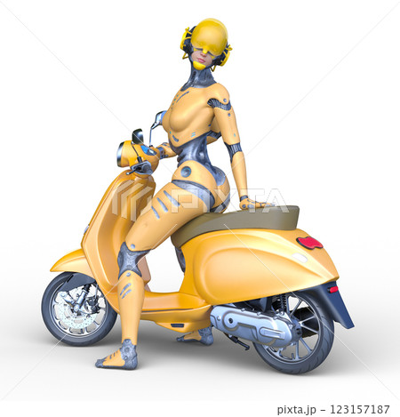 スクーターに乗る女性 123157187