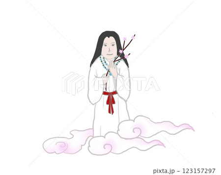 日本神話に出てくるコノハナサクヤヒメが立つ姿 123157297