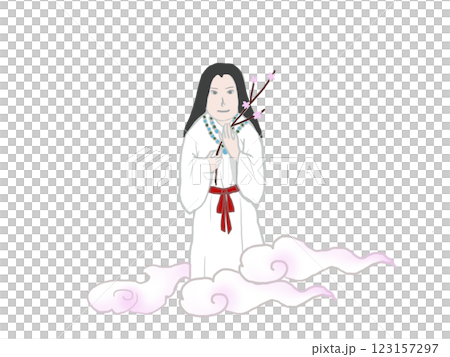 日本神話に出てくるコノハナサクヤヒメが立つ姿 123157297