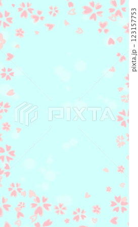 桜の花びらが舞い散るかわいいイラストの背景フレーム 123157753
