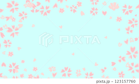 桜の花びらが舞い散るかわいいイラストの背景フレーム 桜の花びらが舞い散るかわいいイラストの背景フレーム 123157760