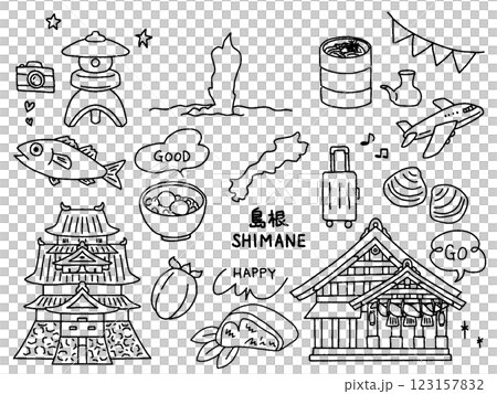 島根の手描きイラストセット 島根の手描きイラストセット 123157832