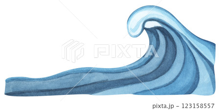 Set of Water wave watercolor flat summer minimal sea ocean abstract art 123158557