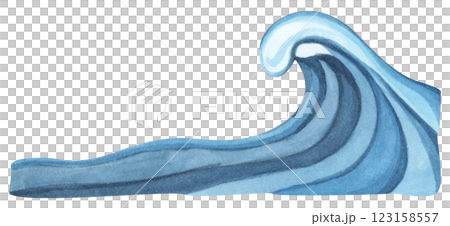 Set of Water wave watercolor flat summer minimal sea ocean abstract art 123158557