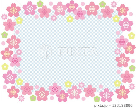 桜の花 フレーム 市松模様 桜の花 フレーム 市松模様 123158896