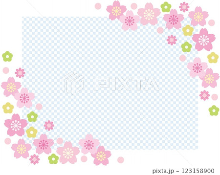 桜の花　フレーム　市松模様 123158900