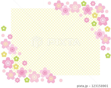 桜の花　フレーム　市松模様 123158901