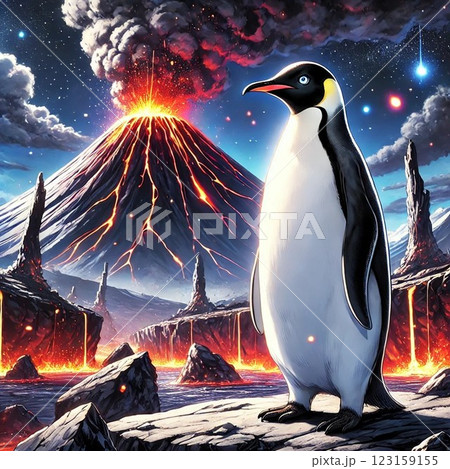 Frozen in Flames: The Penguin’s Volcanic Realm 123159155