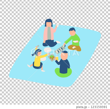 Illustration of a family having a picnic 123159391