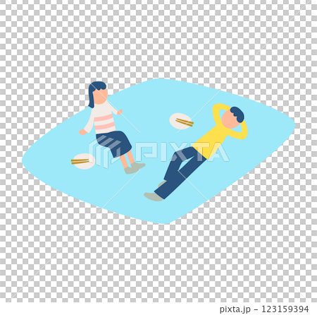 Illustration of a couple having a picnic Illustration of a couple having a picnic 123159394