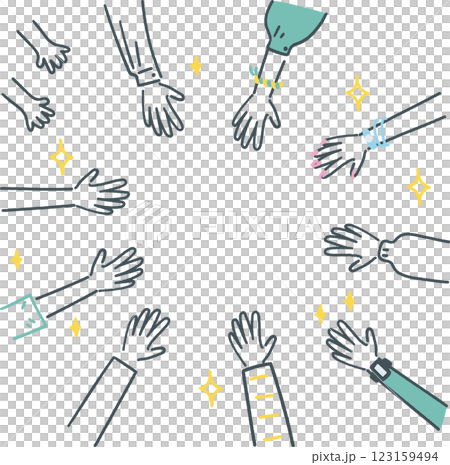 Stock illustration material of a set of female hands with various expressions 123159494