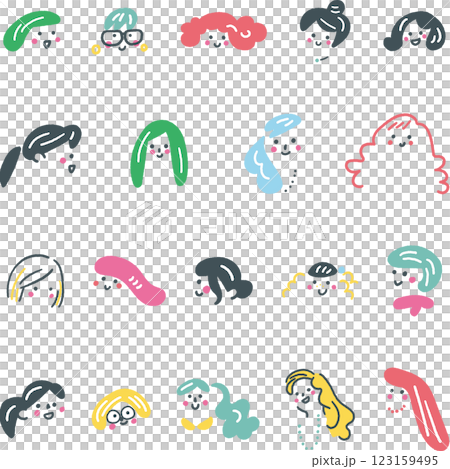 Stock illustration material of a set of female hands with various expressions 123159495