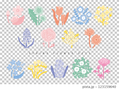 春花手繪插畫集，單色 123159640