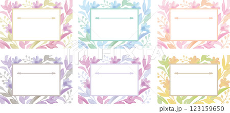 春の花や植物の色々な装飾フレームのテンプレートのベクターイラストセット淡いカラー 123159650
