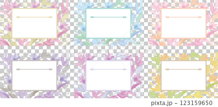 春の花や植物の色々な装飾フレームのテンプレートのベクターイラストセット淡いカラー 123159650