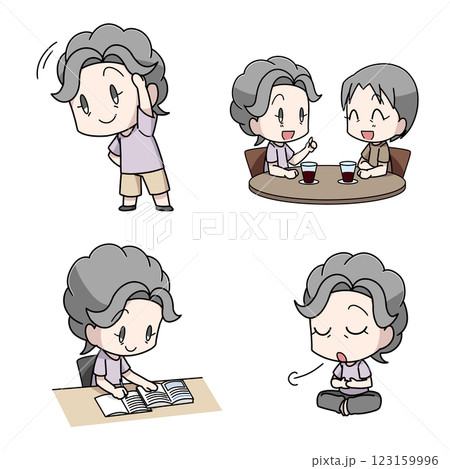 ウェルネスのイメージのイラスト・高齢女性 123159996