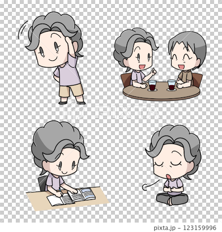 ウェルネスのイメージのイラスト・高齢女性 123159996