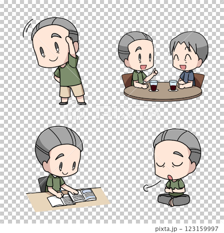 健康圖像插圖-老人 123159997