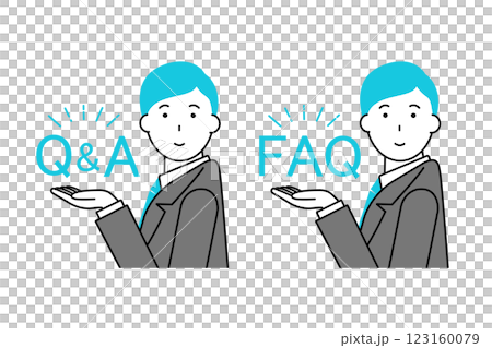 A businessman holding up the letters Q&A and F.A.Q. 123160079