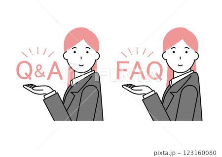 キューアンドエーとエフエーキューの文字を掲げるビジネスウーマン 123160080