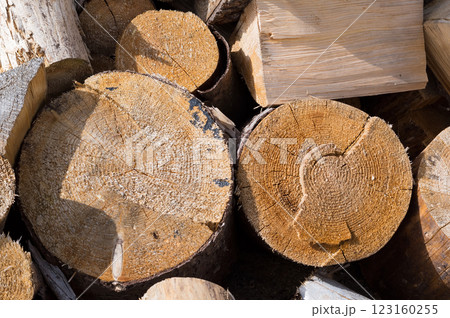 Chopped wood ready for heating. Detailed view. Chopped wood ready for heating. Detailed view. 123160255