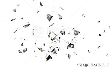 Shattered Glass Fragments on Transparent Background 123160897