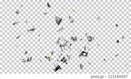 Shattered Glass Fragments on Transparent Background 123160897